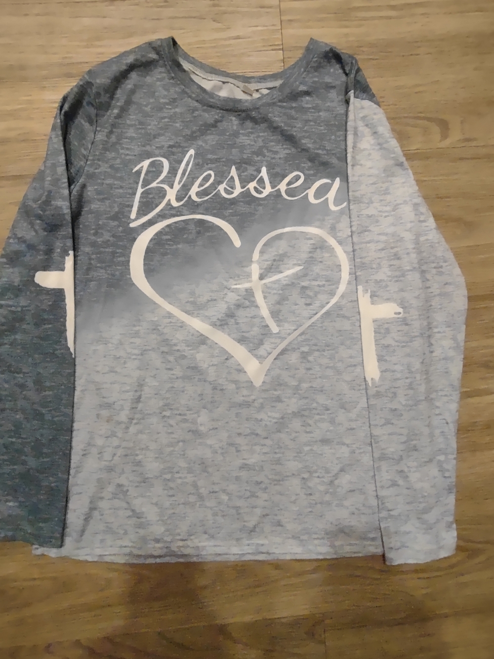 Blessed Heart Girls' Long Sleeve Tee - Light Blue